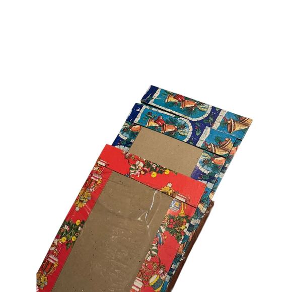 VTG Christmas Holiday Gift Boxes (3 Tops, 2 Bottoms) Bells Trees Santa READ - Picture 5 of 5